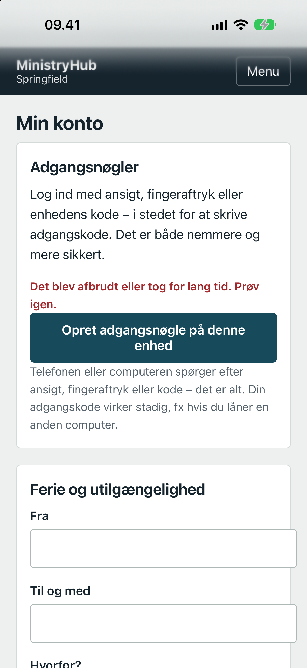 Login med adgangsnøgle på telefon