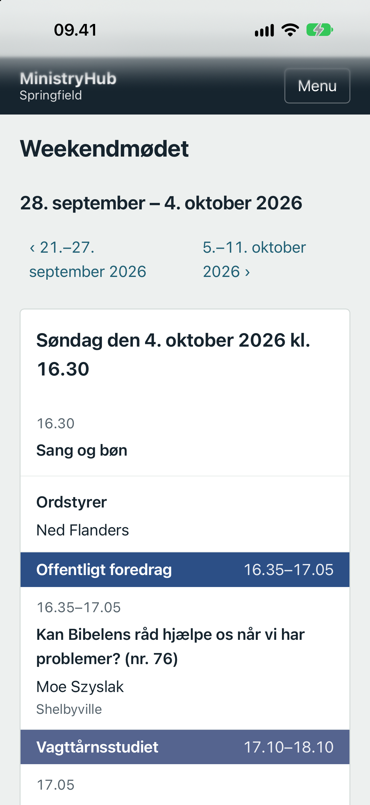 Weekendmødet med foredrag og opgaver på telefon